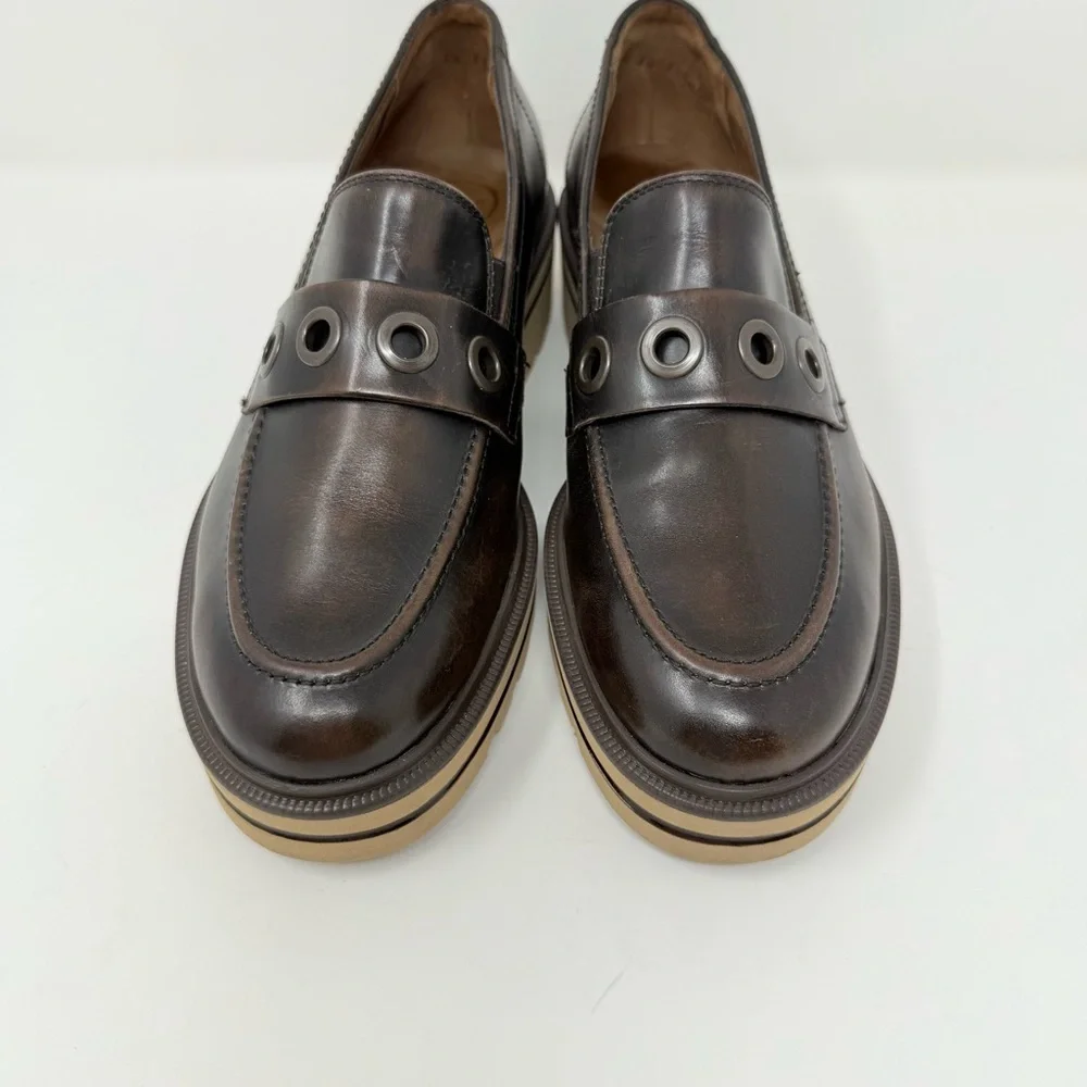 New Paul Green Billie Loafer Tobacco Brushed Leather Sz 7